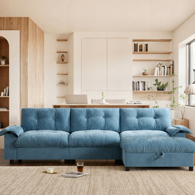 104 po x 60 po, accoudoir modulaire multifonctionnel, double charge, porte-gobelet, rangement latéral, mobile, chenille, 4 sièges pour l'ambiance de la maison en forme de L, accoudoir avec deux poches de rangement, détente en chenille