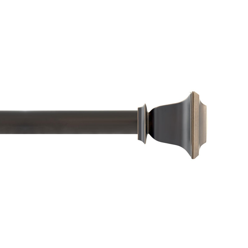 Tringle à rideaux pour fenêtre Deco de 44 à 120 po, tringle à draperie extensible en métal robuste de 1 po, tringle à rideaux réglable avec faîteaux décoratifs Quatro pour salon de chambre à coucher, bronze impérial