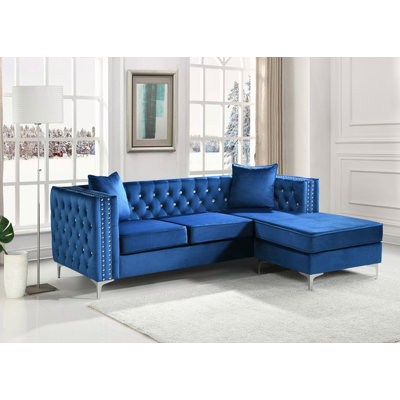 Paige  Sofa Chaise , BLUE