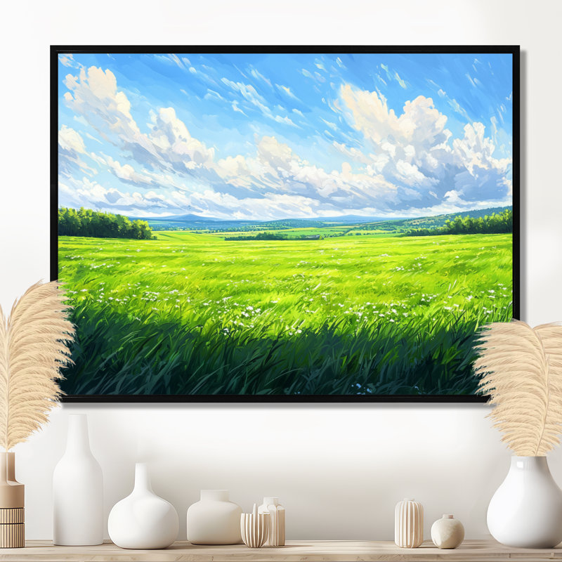 «Countryside At High Noon I», art mural campagne, H 12 po x l 20 po, Avec cadre, Noir