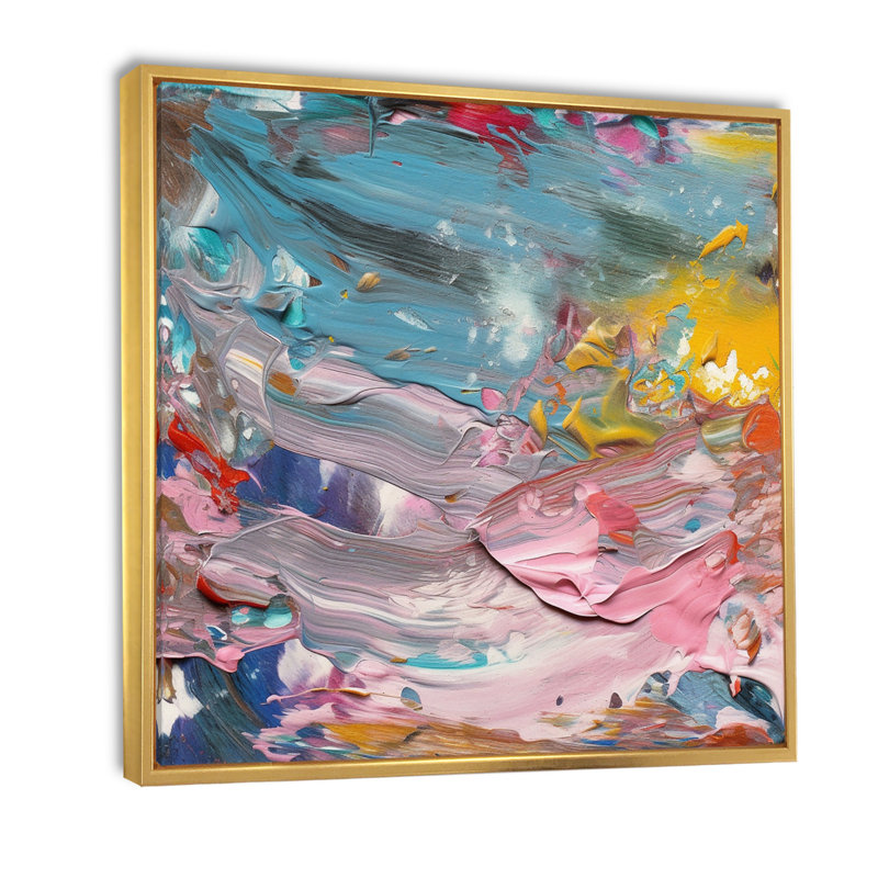 Summer Pastel Groove, expressionnisme abstrait I - impression, H 24 po x l 24 po, Cadre flottant doré