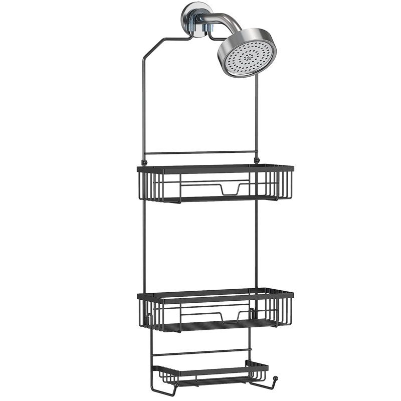 Namarion Metal Adhesive Bathroom Shelves, Black