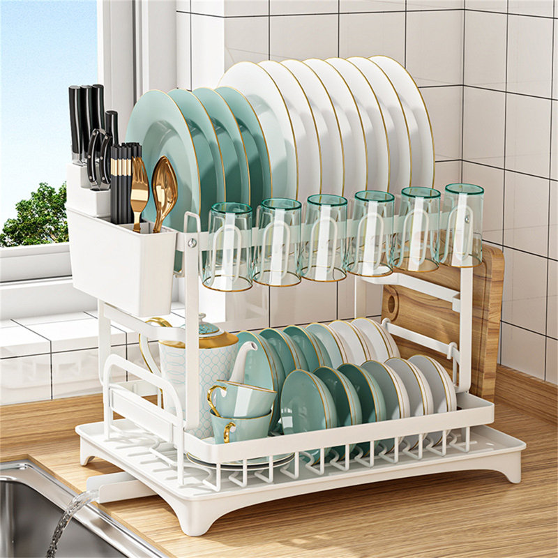 Stainless Steel Dish Rack, White