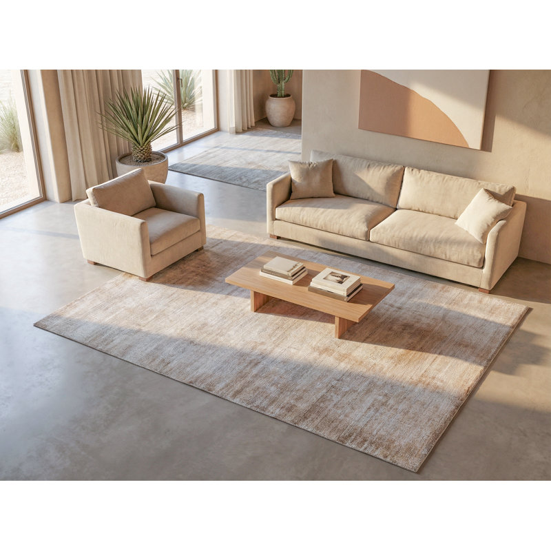 Stone Wash Gazni Abstract Area Rug in Silver, Rectangle 8' x 10'