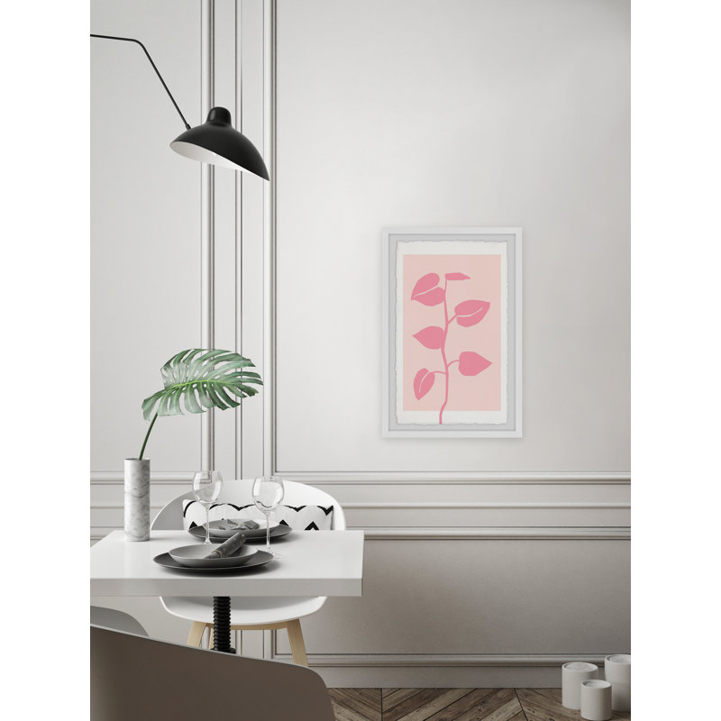 Pink Houseplant 1 Piece Single Picture Frame Wall Art, 45cm H x 38cm W x 3.81cm D