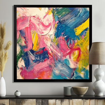 Peinture abstraite rose rouge Fight II - art mural abstrait grand