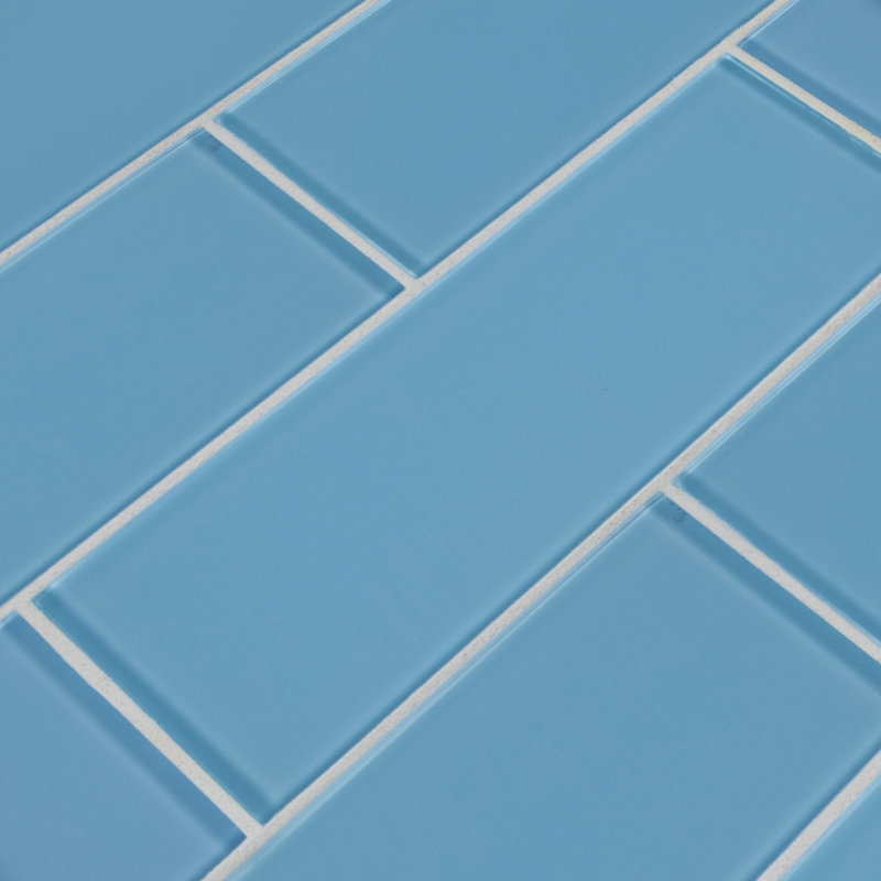 Subway 4 in. x 12 in. Glossy Glass Wall Tile, Ionic Tide