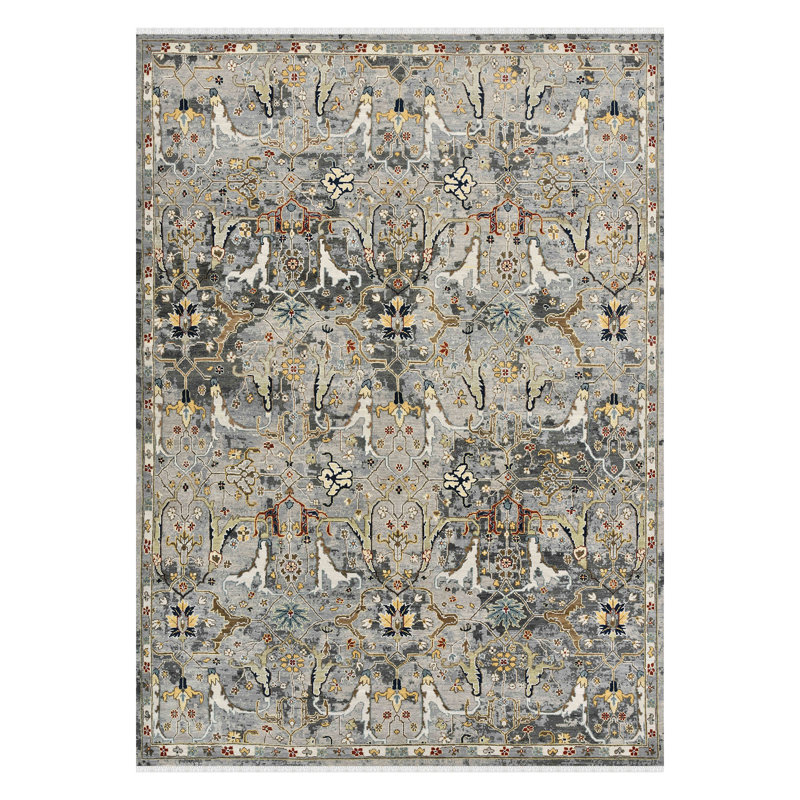 Tapis bleu en laine noué à la main Bristol, Rectangle 2 pi x 3 pi