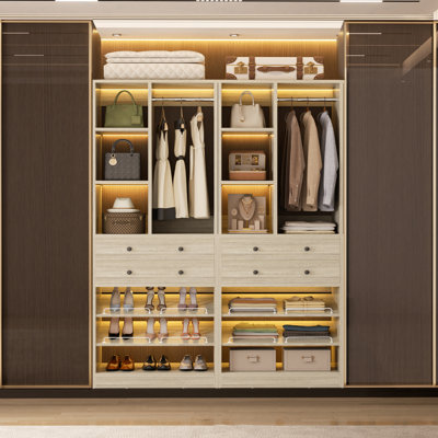 56" Closet Organizer System with Drawers And Shelves