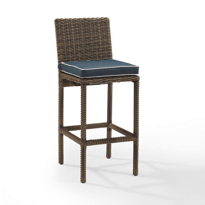 Tabouret de bar avec coussin Pranav, Bleu marine