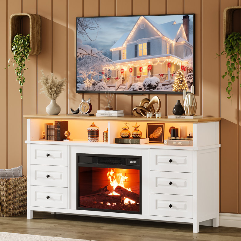 Meuble télé avec foyer 60 po GarveeHome pour téléviseur de 65 po ou moins