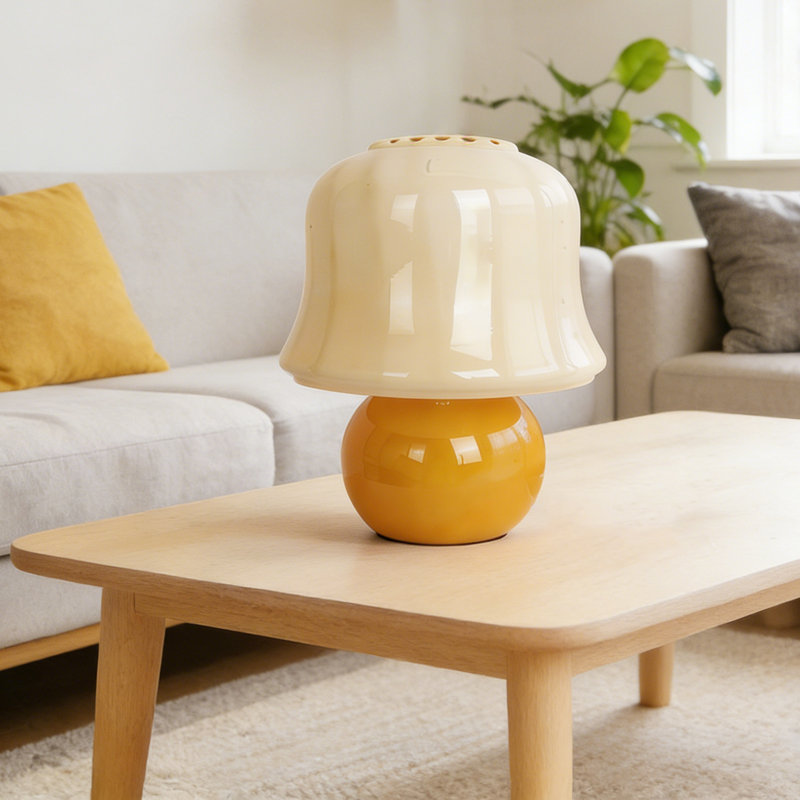 Lampe de table crème avec ampoule 3 couleurs E26