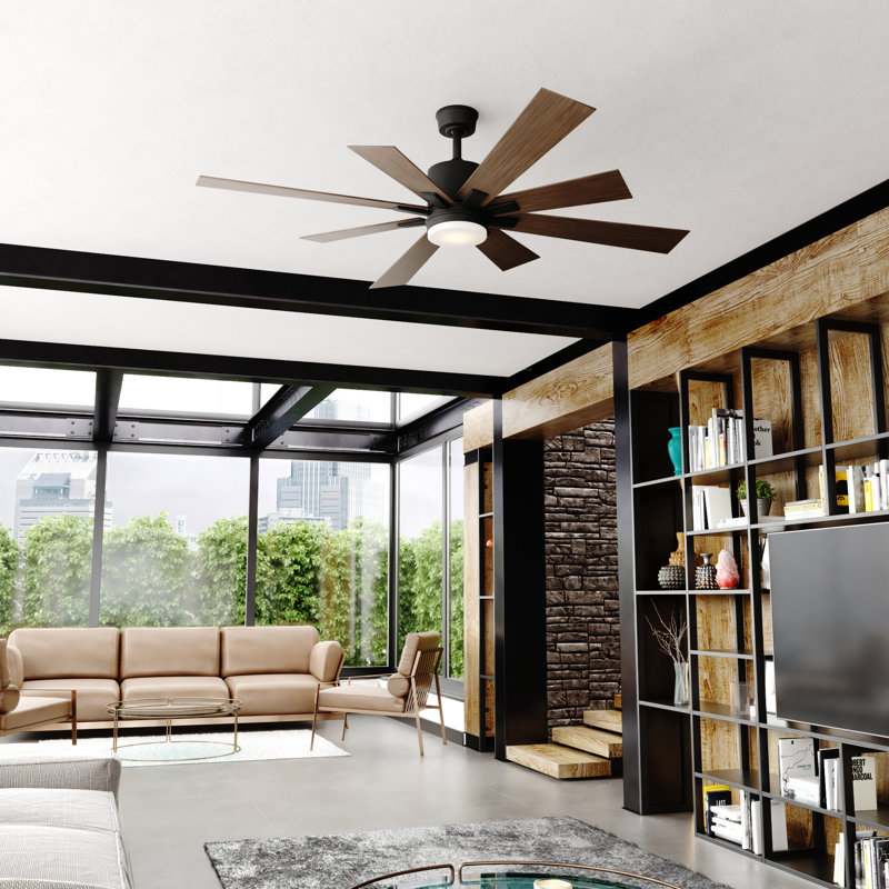 Olney 60'' Ceiling Fan with LED Lights, Black