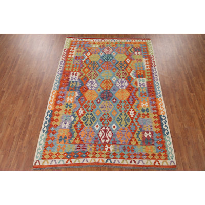 Reversible Wool Kilim Oriental Area Rug 7x9