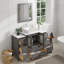 Ensemble de meuble-lavabo autoportant à simple cuve 48 "avec plateau en marbre et miroir assortis Ravenna-23188981