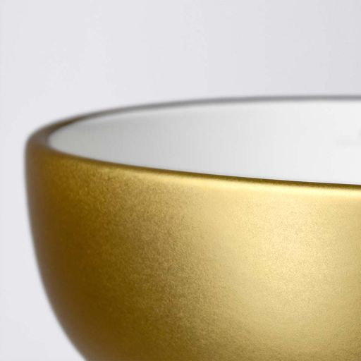 Bliss Ceramic Round Drop-In Bathroom Sink, Matte Gold/White