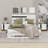 Modern High Gloss 3-Piece Bedroom Set Floating Bed Frame Platform Bed With LED Light & 2 Nightstands