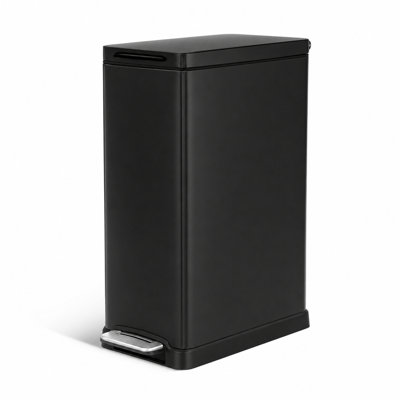 Poubelle de cuisine mince en acier inoxydable avec pédale et couvercle à fermeture douce 12 gallons Home Zone Living