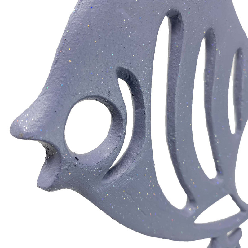 ANGEL FISH Iron Ornament 37cm, Grey Shimmer
