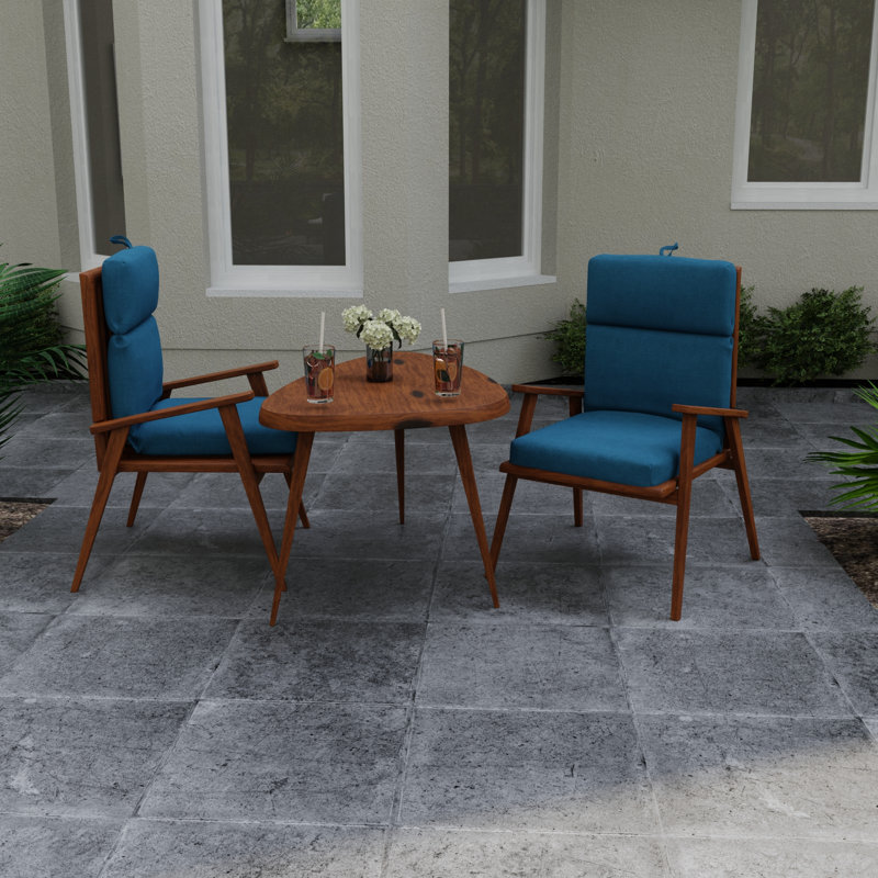 22" x 44" Outdoor Chair Cushion with Ties and Loop, Legion Blue