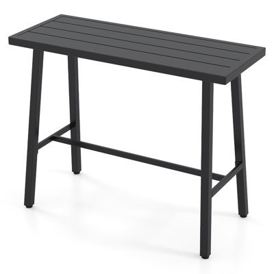 Metal Frame Rectangle Dining Table Accommodates 4-6 People w/ Foot Pedal