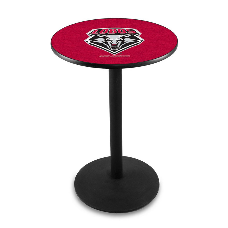 Round Metal Base Dining Table, Black Wrinkle, University of New Mexico