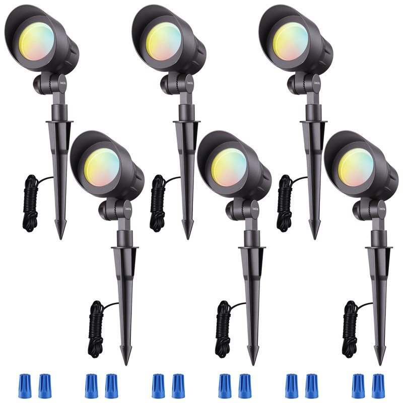 Adjustable Black Aluminum LED Landscape Spotlights, Pack of 6