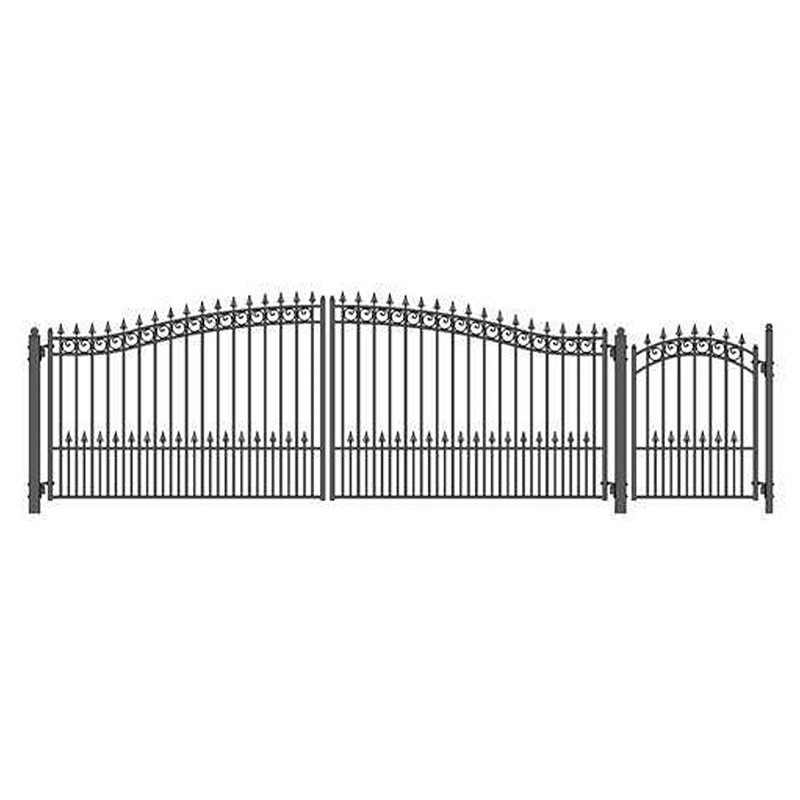 Barrière d'allée à deux battants avec barrière pour piétons Prague, H 72 po x l 264 po x P 1,58 po