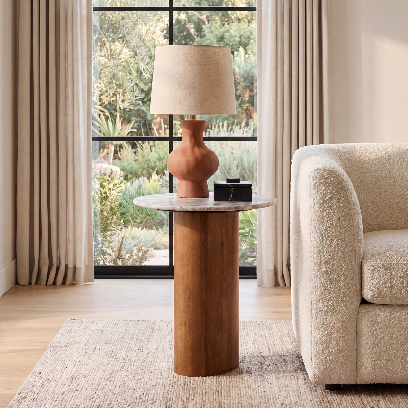18" Genuine Marble End Table