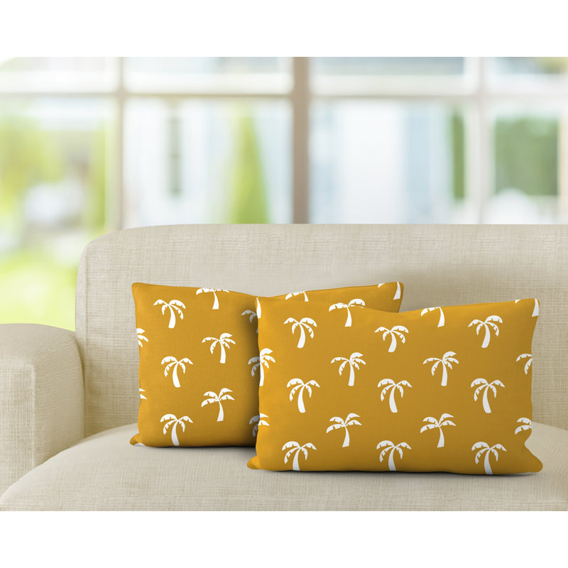 Floral Outdoor Reversible Throw Pillow, Yellow