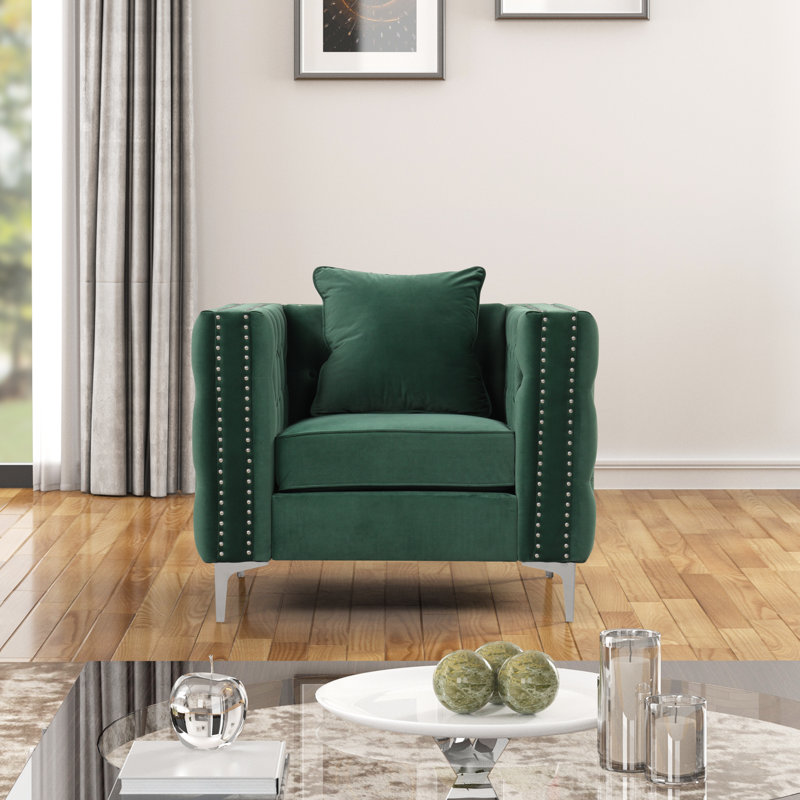 Martens Velvet Armchair, Dark Green Velvet