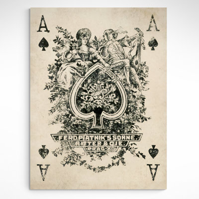 Ace of Spades Vintage 1 Piece Wrapped Canvas Wall Art