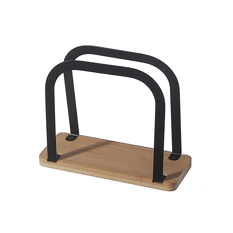 Porte-serviette en métal avec dessous en bambou
