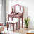 Rose Gold Vanity Make Up Table And Stool, Wood Material With Jewellery Compartment Finish Wooden , Includes Table, Stool Ample Storage Space-1220740356