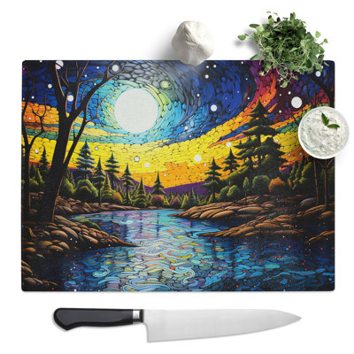 River Pop Art  Glass Chopping Board