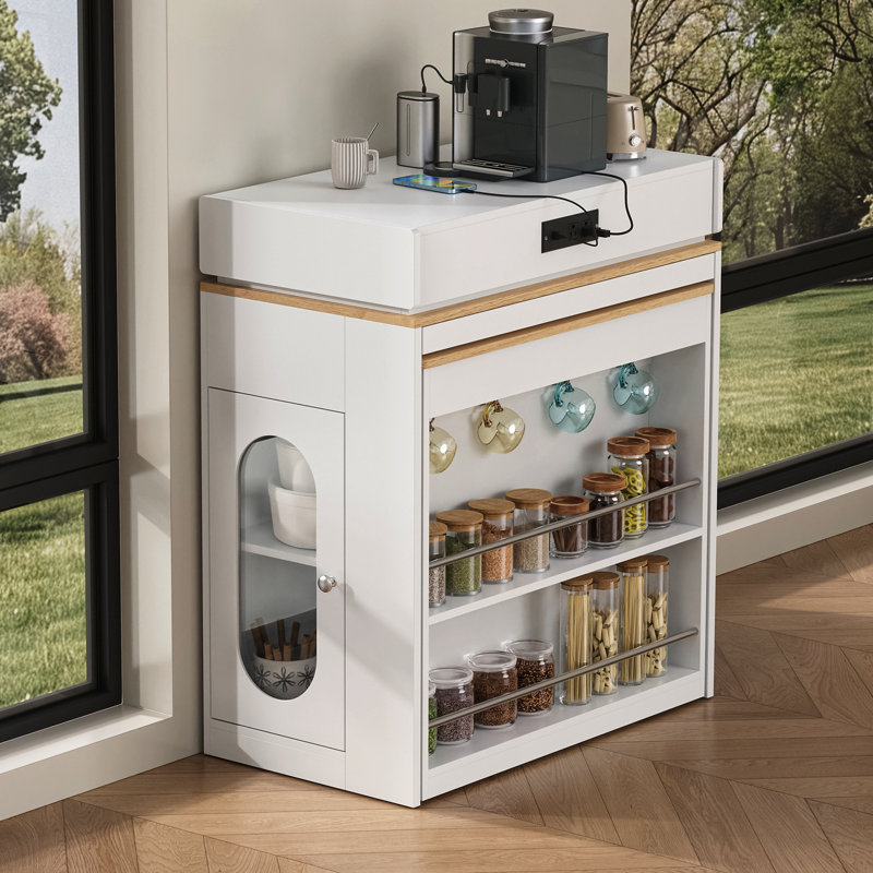 57.7" Kitchen Island With Extendable Top On Wheels, Kitchen Dining Table, Bar Table With Drawers And Power Outlet For Kitchen And Dining Room