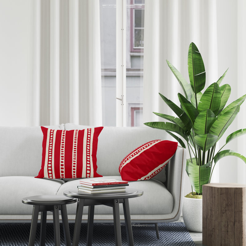 Jeté carré intérieur / extérieur en polyester Ikom, L 15 po x H 15 po, Rouge