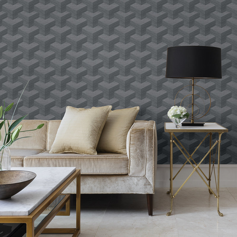Carnamenagh Geometric Wallpaper Roll, Dark Gray