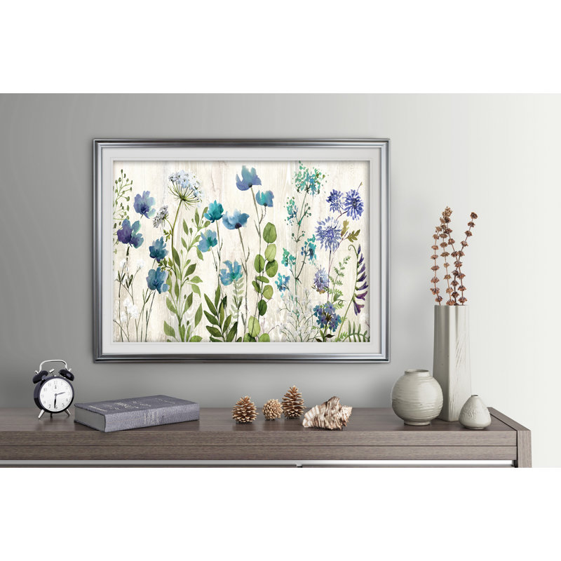 Blue Meadow - reproduction de cadre photo, Argent, H 30 po x l 40 po x P 1,5 po