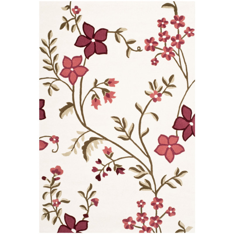 Fermont Hand Tufted Wool Floral Rug, Rectangle 2' x 3'