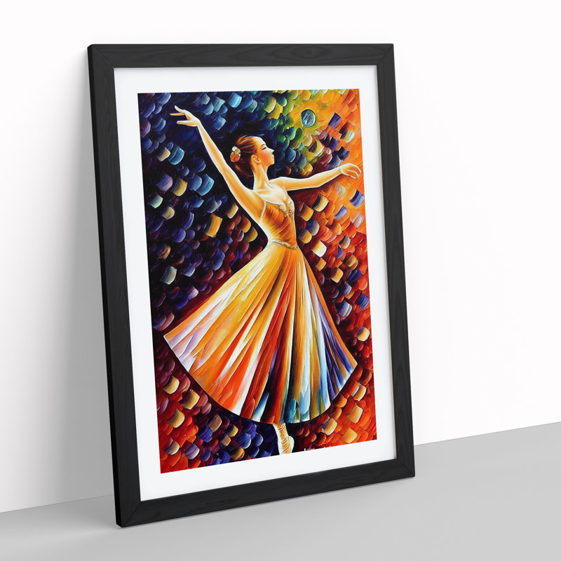 Ballerina Dancer No.3 - Single Picture Frame Painting, 64cm H x 46cm W x 2cm D, Black Framed
