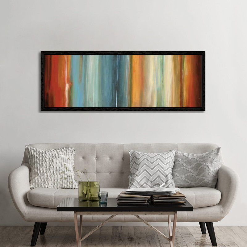 Flow II by Max Hansen - Panoramic Print on Canvas, 50.8 cm H x 152.4 cm W x 4.445 cm D, Black Floater Framed