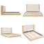 Lit plateforme Mid-Century moderne, structure de lit tapissier en bois et avec tête de lit inclinée, tissu chenille, finition en bois naturel, capacité de 800 lb, aucun sommier requis-158400302-158400303