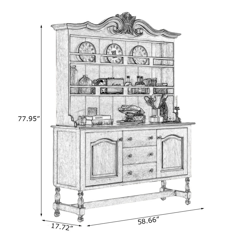 Buffet en bois massif brun noisette