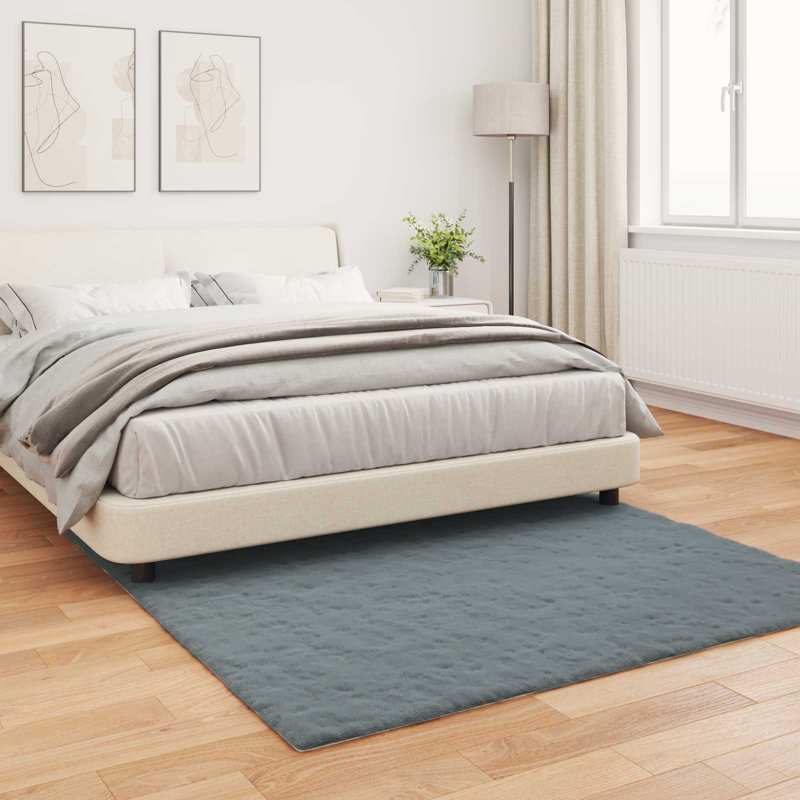  Faux Rabbit Fur Rug Olite Polyester, Anthracite, Square 120 cm