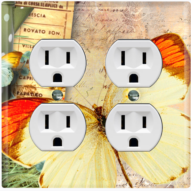 Metal Light Switch Plate Outlet Cover (Butterfly Apple Leaves Letter  - Single Toggle)