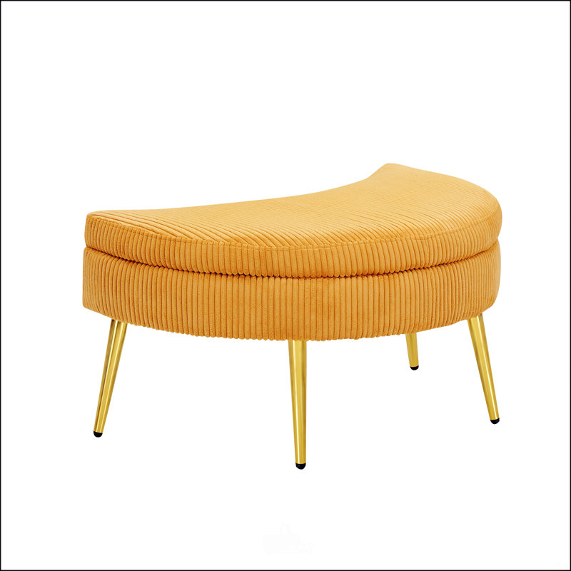 Corduroy Armchair with Ottoman, Yellow Corduroy