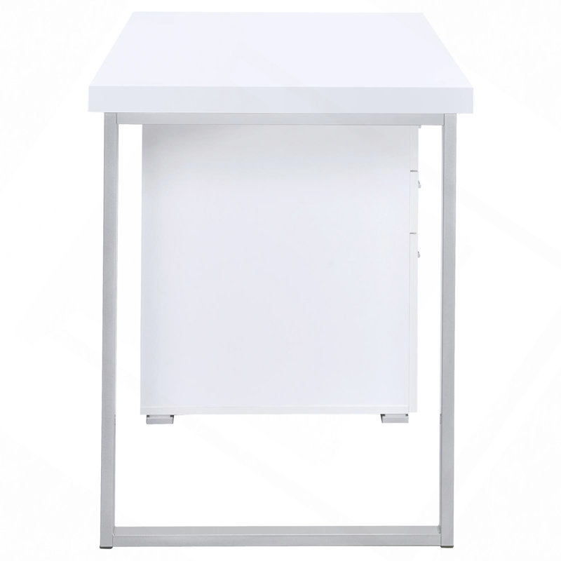 Babken Reversible Desk, White/Silver