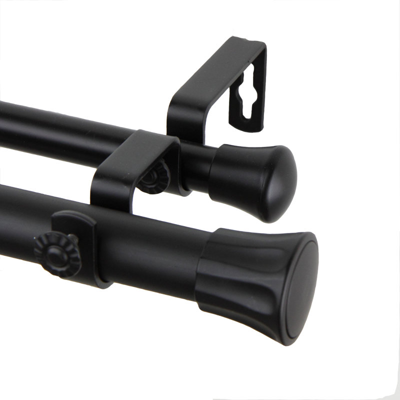 Blimi Steel Adjustable Double Curtain Rod, 160" - 240", Black