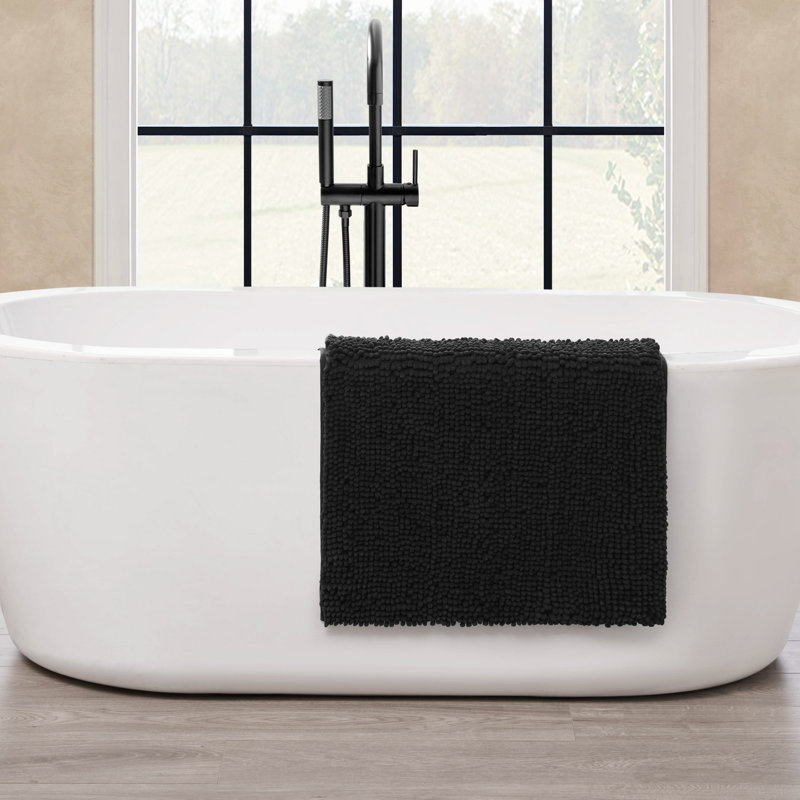 Non-Slip Bath Mat - Basics by Wayfair™, Single - 27" L x 45" W, Black